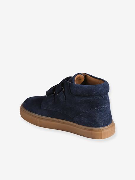 Hook-&-Loop Trainers in Leather for Boys brown+navy blue 