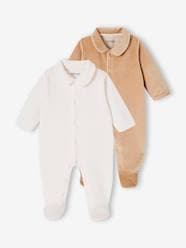 Baby-Pyjamas-Pack of 2 Corduroy Sleepsuits with Front Opening for Babies