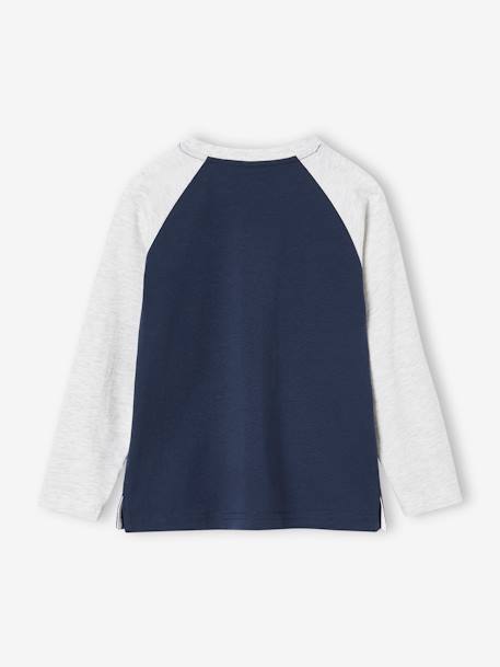 Top with Ball Motif in Relief & Contrasting Raglan Sleeves for Boys night blue 