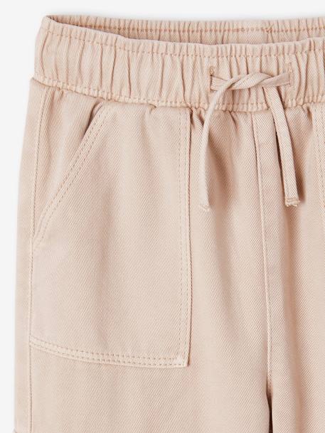 Easy-to-Slip-On Cargo Trousers for Girls mauve+pearly grey 