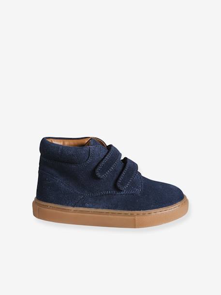 Hook-&-Loop Trainers in Leather for Boys brown+navy blue 