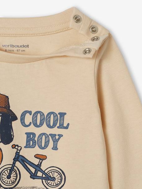 Organic Cotton T-Shirt with 'cool boy' Motif for Baby Boys sandy beige 