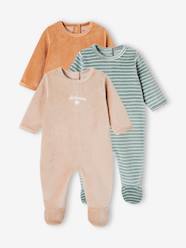 Baby-Pyjamas-Pack of 3 Sleepsuits in Velour for Babies, BASICS