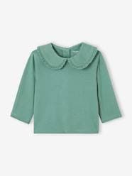 Baby-T-shirts & Roll Neck T-Shirts-T-Shirts-Long Sleeve Top with Peter Pan Collar, for Babies