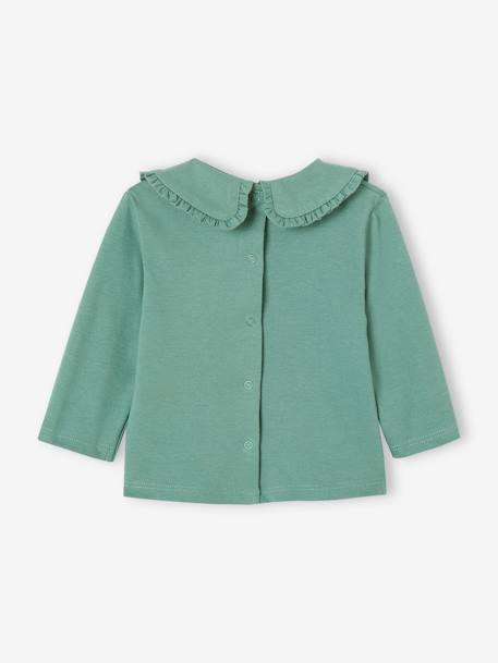 Long Sleeve Top with Peter Pan Collar, for Babies Beige+emerald green 