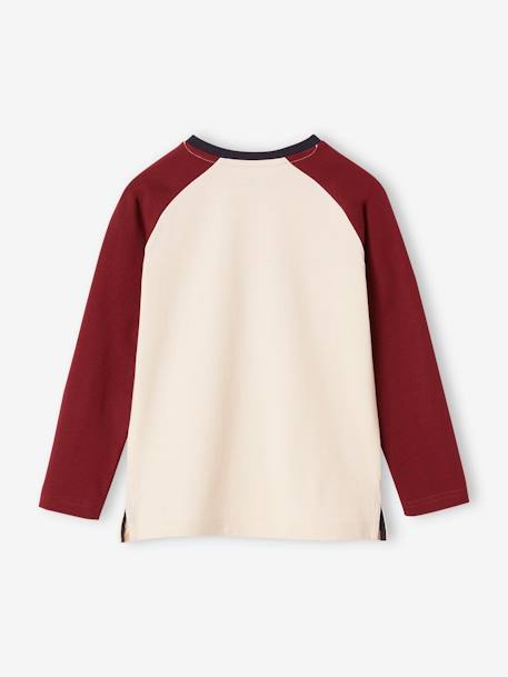 Bear Top with Contrasting Raglan Sleeves bordeaux red 