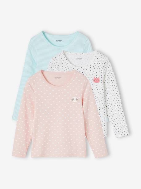 Pack of 3 Long Sleeve Animals Tops for Girls pale pink 