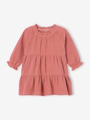 Ruffled Dress in Cotton Gauze, for Girls