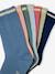 Pack of 7 Pairs of Socks in Lurex for Girls apricot+blue+rose 