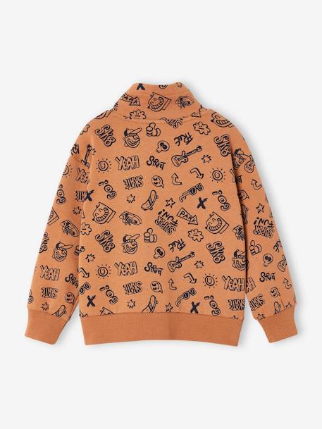 Printed Sweatshirt with Snood Neck for Boys night blue+pecan nut 