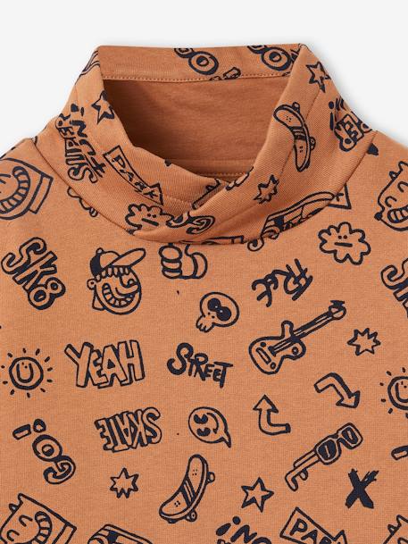 Printed Sweatshirt with Snood Neck for Boys night blue+pecan nut 