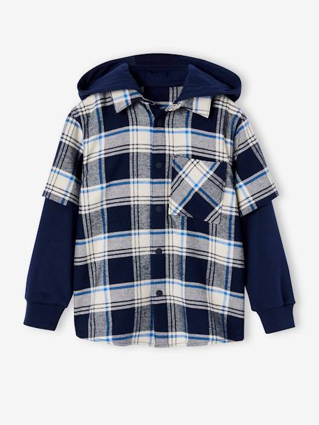 2-in-1 Two Fabric Shirt for Boys navy blue 