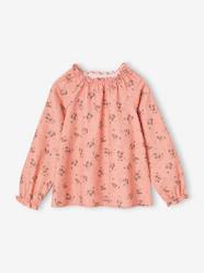 -Floral Blouse in Needlecord Fabric for Girls