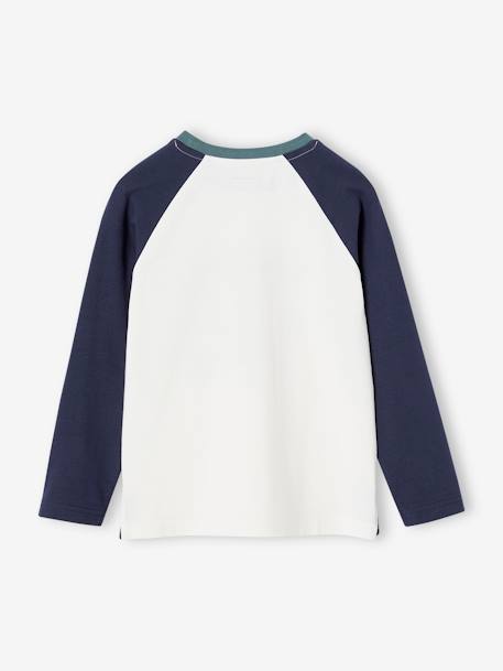 Sports Top with Raccoon Motif & Contrasting Raglan Sleeves for Boys ecru 