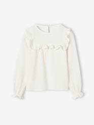 Girls-Ruffled Blouse in Cotton Gauze, for Girls