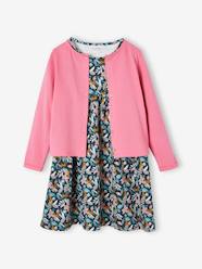 -Dress & Jacket Outfit with Floral Print for Girls