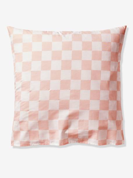 Duvet Cover + Pillowcase Set for Children, with Recycled Cotton Content, Damier Good Vibes chequered pink 