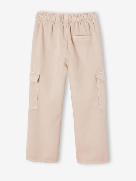 Easy-to-Slip-On Cargo Trousers for Girls mauve+pearly grey 