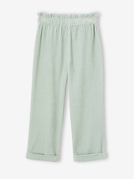 Corduroy Paperbag Trousers for Girls dusky pink+grey green+mustard+night blue 