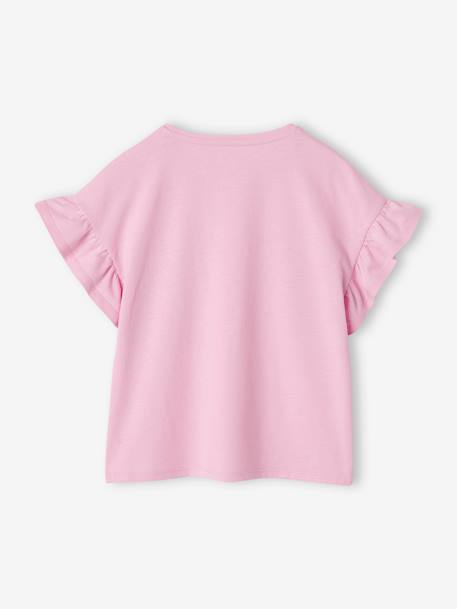 T-Shirt with Motif & Ruffle on the Sleeves, for Girls mauve 