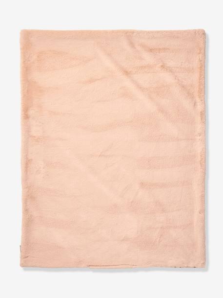 Blanket in Cotton Gauze & Faux Fur, Lovely Leo printed pink 