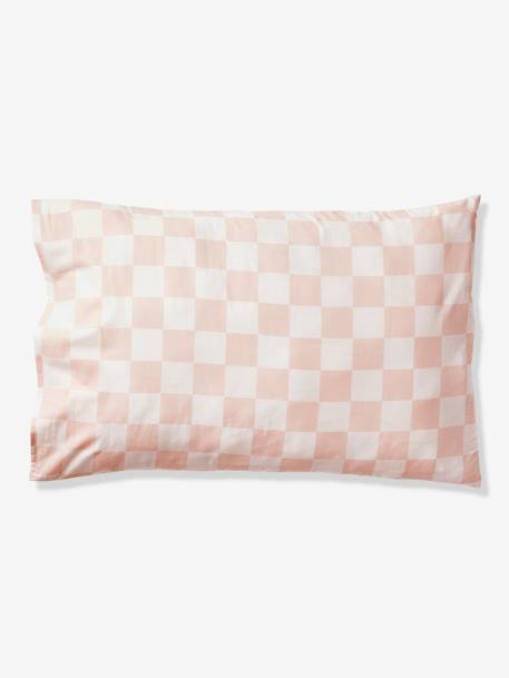 Duvet Cover + Pillowcase Set for Children, with Recycled Cotton Content, Damier Good Vibes chequered pink 