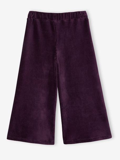 Wide Corduroy Trousers for Girls BROWN MEDIUM SOLID+fir green+plum 