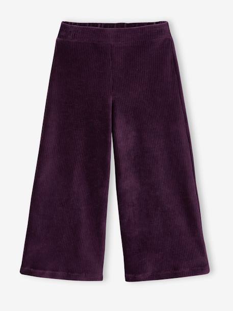 Wide Corduroy Trousers for Girls BROWN MEDIUM SOLID+fir green+plum 