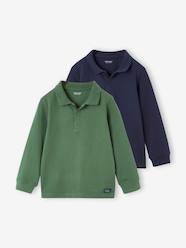 -Pack of 2 Long-Sleeved Polo Shirts for Boys