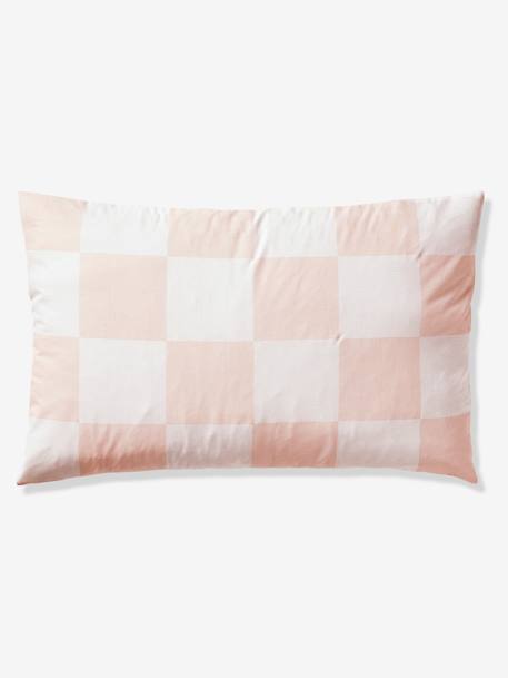 Duvet Cover + Pillowcase Set for Children, with Recycled Cotton Content, Damier Good Vibes chequered pink 