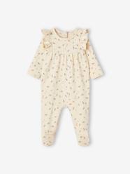 -Floral Sleepsuit with Ruffles & Back Opening for Babies