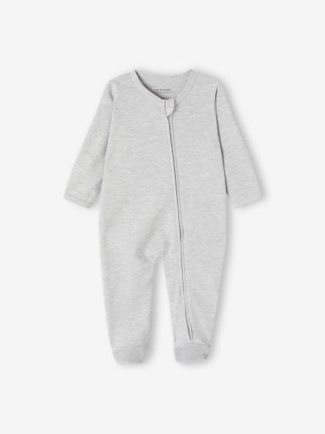 Pack of 2 Unisex Sleepsuits in Interlock & Zip Fastening marl grey 