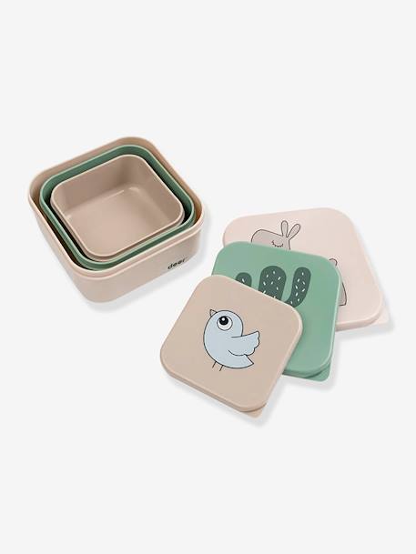 Set of 3 Boxes, Deer Friends by DONE BY DEER blue+green+nude pink+sandy beige 