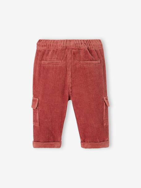 Corduroy Cargo-Style Trousers for Babies taupe+terracotta 