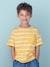 Striped T-Shirt for Boys aqua green+ochre 