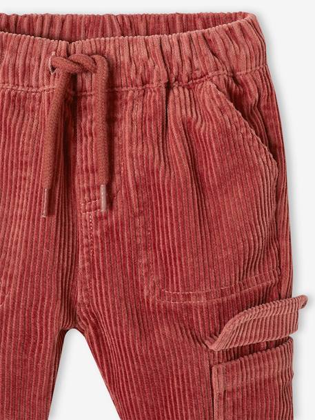 Corduroy Cargo-Style Trousers for Babies taupe+terracotta 