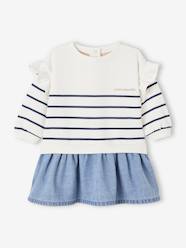 Baby-Dresses & Skirts-Striped Dual Fabric Dress