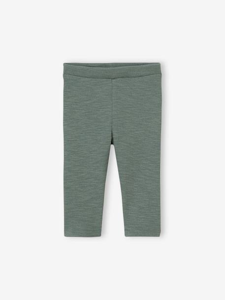 Basics Leggings in Rib Knit for Babies dusky pink+green 