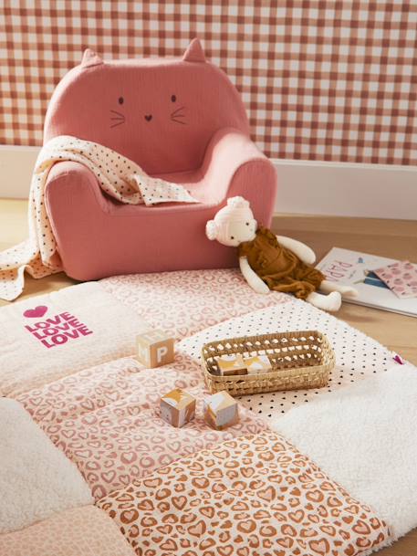 Patchwork Play Mat / Playpen Base Mat, Lovely Leo printed pink 