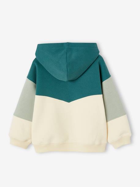 Colourblock Sports Hoodie for Girls ecru+emerald green 