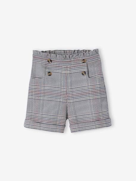 Chequered Flannel Shorts for Girls chequered navy blue 