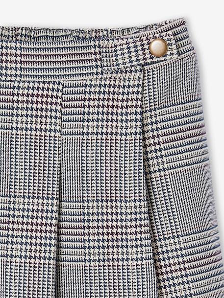 Flannel Skort for Girls chequered navy blue+grey 