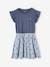 2-in-1-Effect Dress for Girls sky blue+striped green+vanilla 