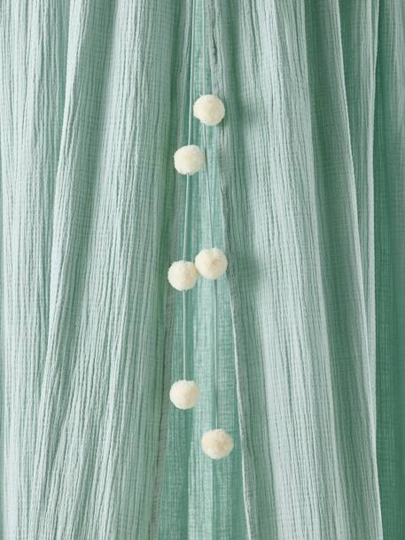 Bed Canopy in Cotton Gauze, EAU DE ROSE Theme Light Pink+sage green+sand beige 