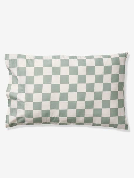 Duvet Cover + Pillowcase Set for Children, with Recycled Cotton Content, Damier Freestyle chequered green 