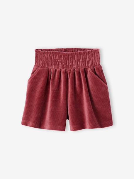 Smocked Velour Shorts for Girls plum 