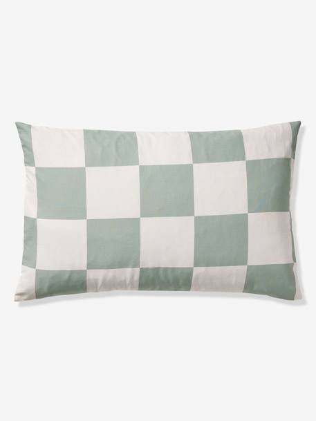 Duvet Cover + Pillowcase Set for Children, with Recycled Cotton Content, Damier Freestyle chequered green 