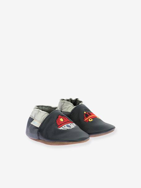 Baby soft leather slippers with Fire badge 974780 - ROBEEZ© navy blue 