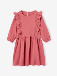 Girls-Dresses-Ruffled Dress in Cotton Gauze, for Girls