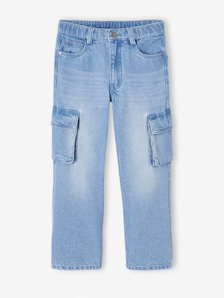 Wide-Leg Jeans with Multiple Pockets for Boys stone 